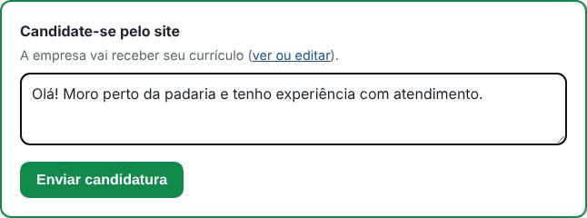 Caixa para se candidatar a uma vaga