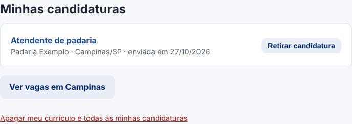 Lista Minhas candidaturas